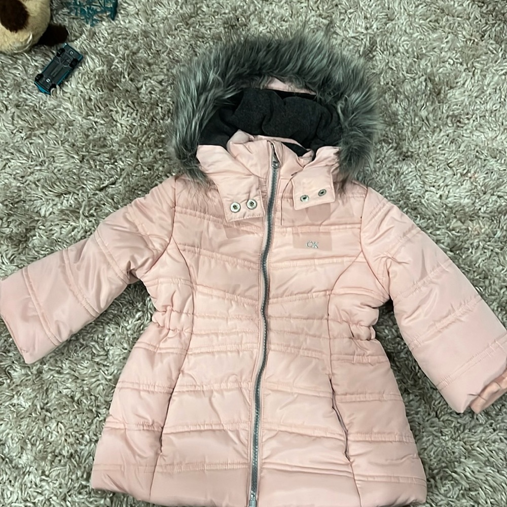 Pink Calvin Klein winter snow coat for little girl